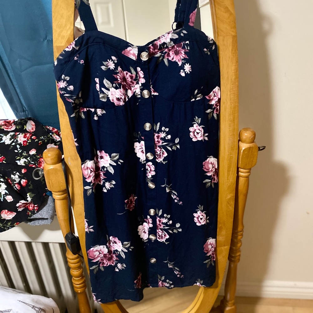 Street wear society navy blue floral dress.